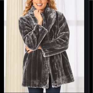 Pretty Anthony Richard Grey Faux Fur Coat